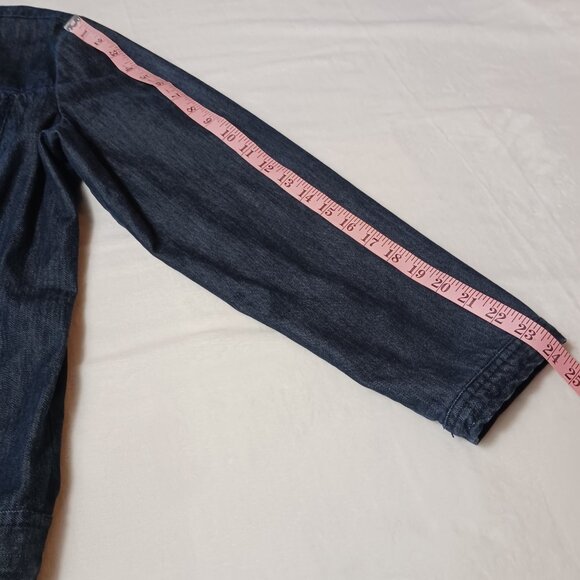 Chico's Size 3, Denim Jacket, Dark Blue, Embellished, Beautifully Lined, 3 = XL - Picture 11 of 12